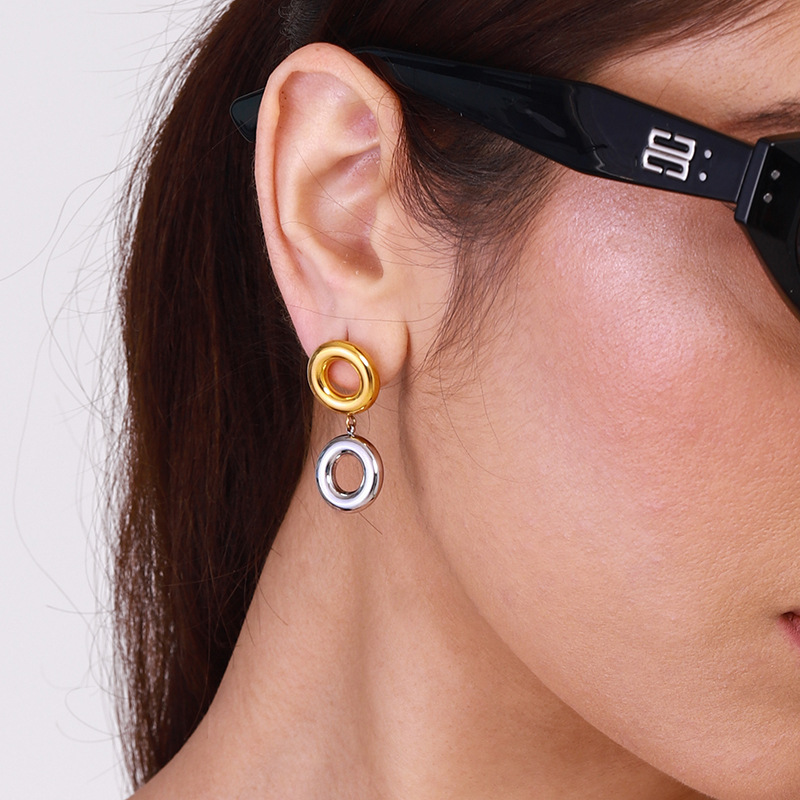 Stainless Steel Circle Niche Earrings