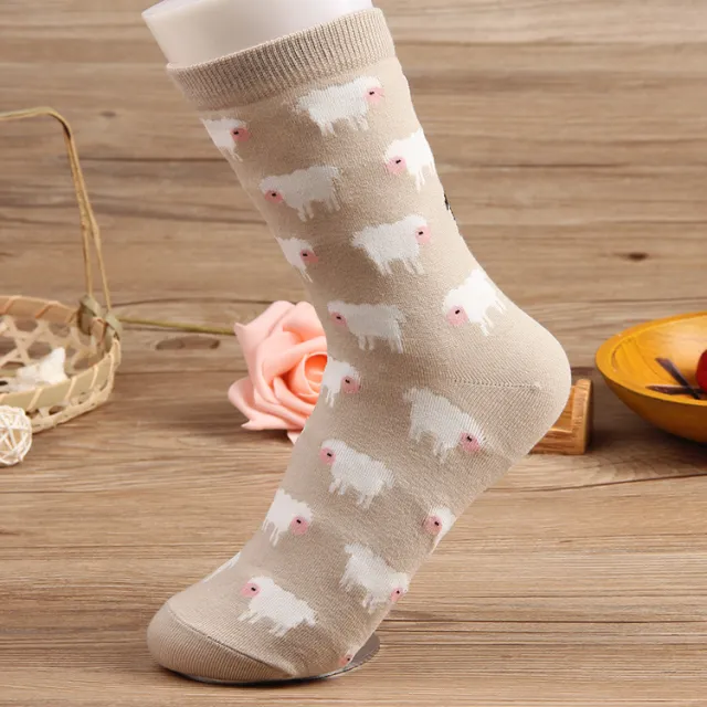 Popular Personality Korean Style Mid calf Female Cotton Socks Khaki - Shop at LoveMi