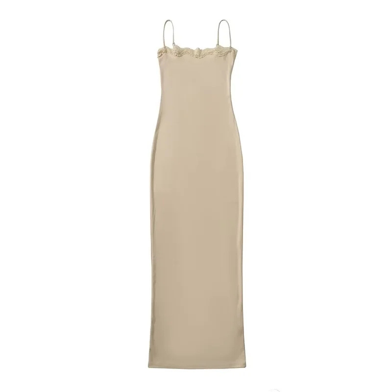 Pure Desire Style Hot Girl Lace Neckline Off-the-shoulder Sling Dress