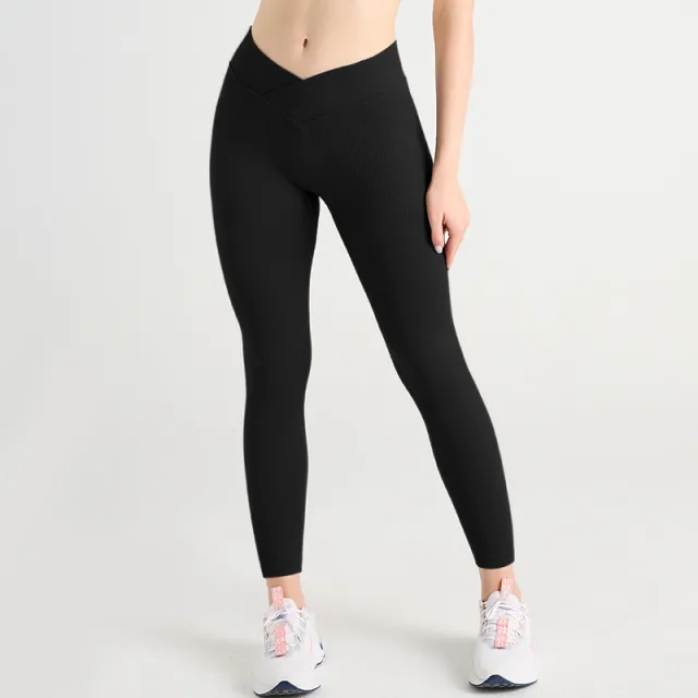 Cross Waist Thread Sports Tights Seamless Black - Shop at LoveMi