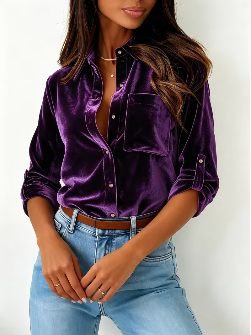 Elegant Long-sleeve Velvet Blouse For Women 4d606978 D53e 4ae3 B059 8a389f51074b