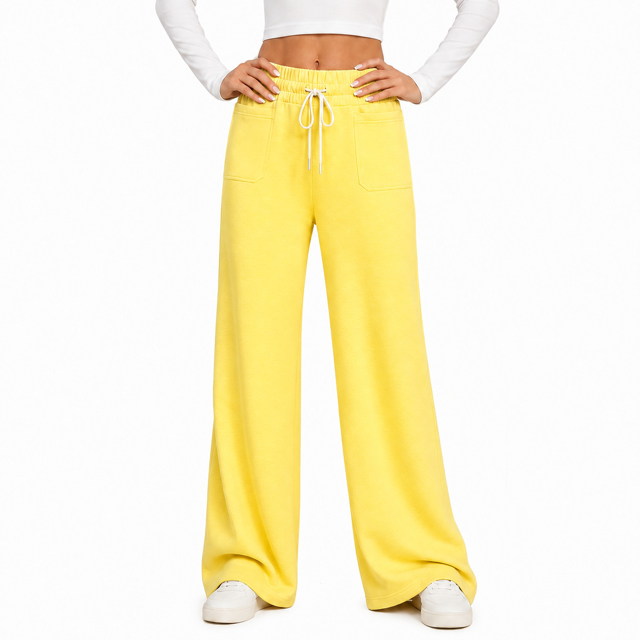 Wide-leg Pants Womens Loose Straight-leg Casual Trousers
