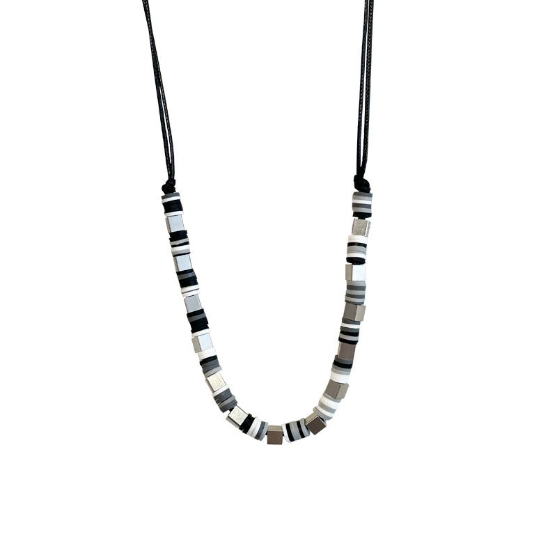 European And American Simple Black Rope Stitching Necklace