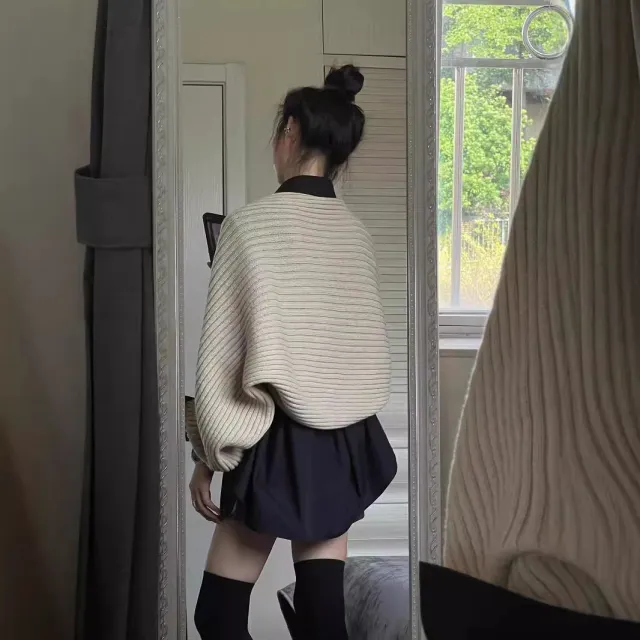 American Style Loose Lazy Style Long Sleeve Knitted Sweater Khaki Sweater - Shop at LoveMi