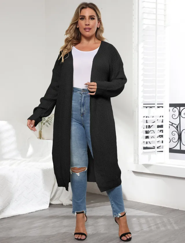 Women's Coat Simple Fashion European And American Style Plus Size Women's Sweater Cardigan Black - Shop at LoveMi