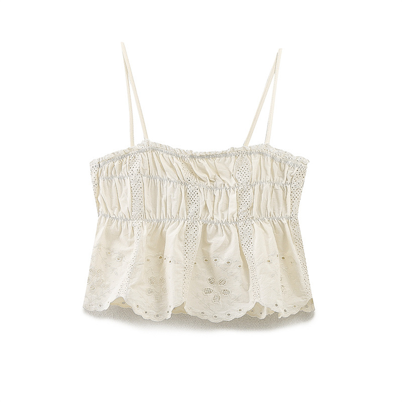 Embroidered Strap Top And Shorts Top - Shop at LoveMi