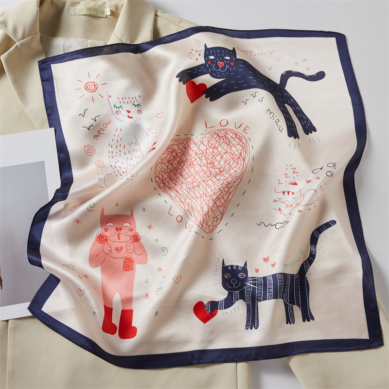 Black Four-Panel Silk Authentic Silk Scarf