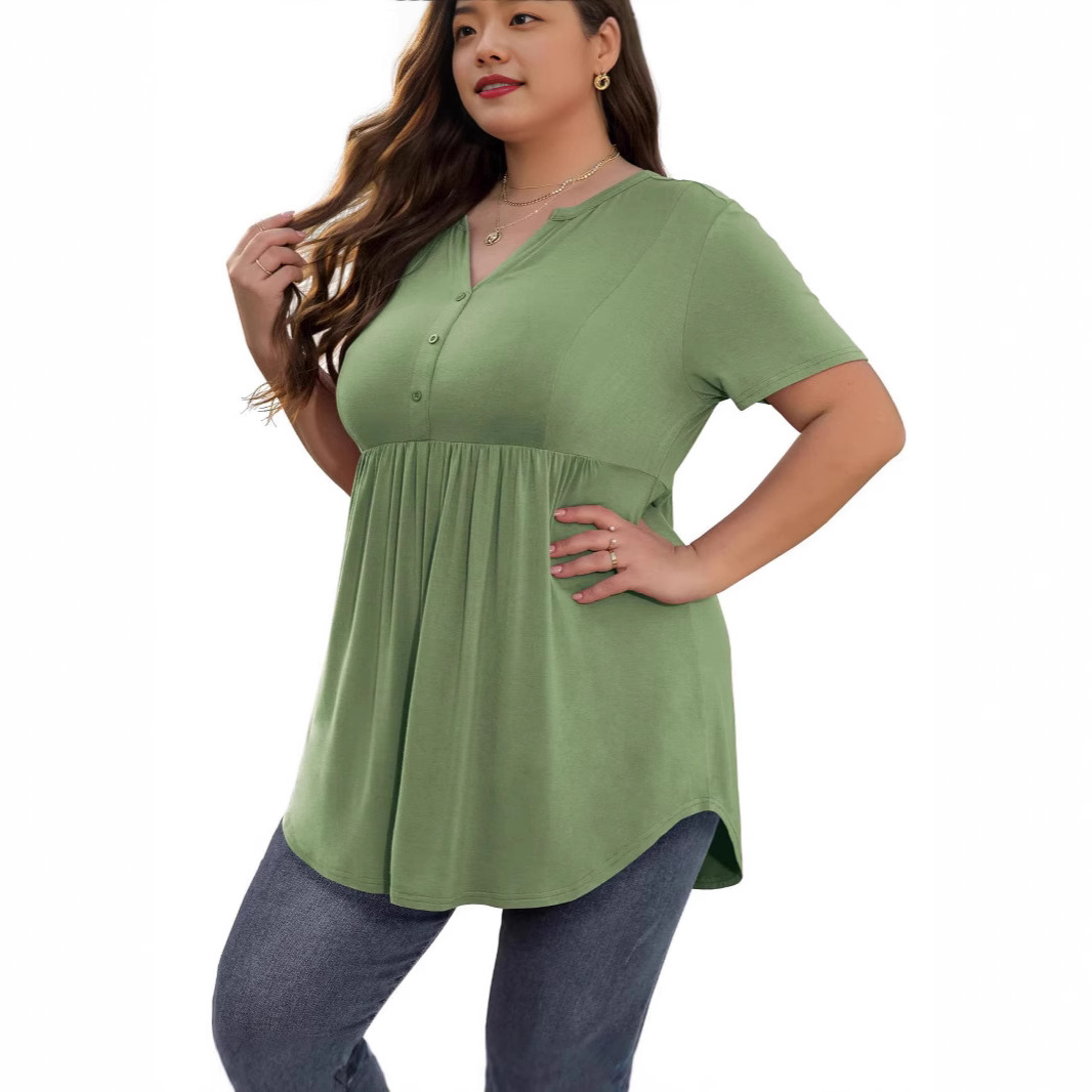 Womens Stylish Elegant Solid-color V-neck Top