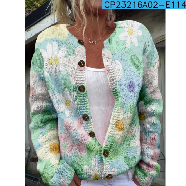 New Women's Autumn And Winter Style Loose 3D Printed Knitted Cardigan Sweater 2 Style - Shop at LoveMi