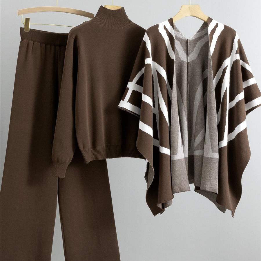 Casual Suit Women's Idle Style Knitwear Three-piece Set - Image 1