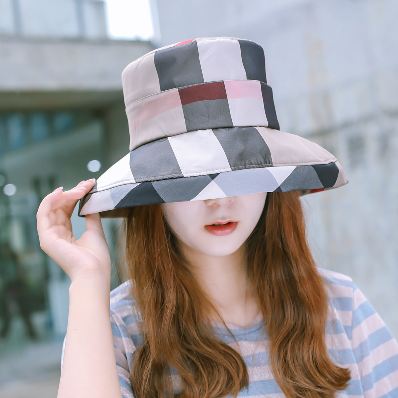Women's Foldable Plaid Fisherman Sun-proof Sun Hat
