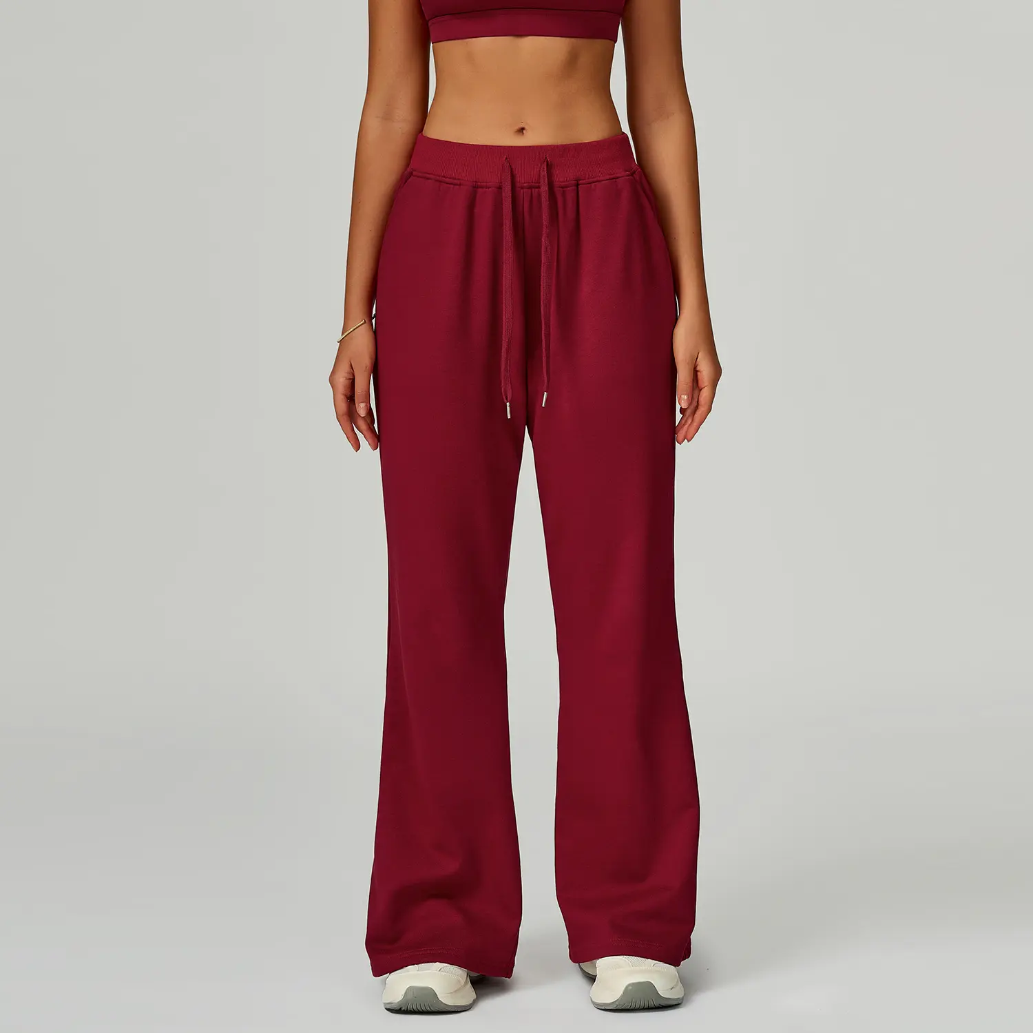 Drawstring-pocket Straight-leg Casual Trousers