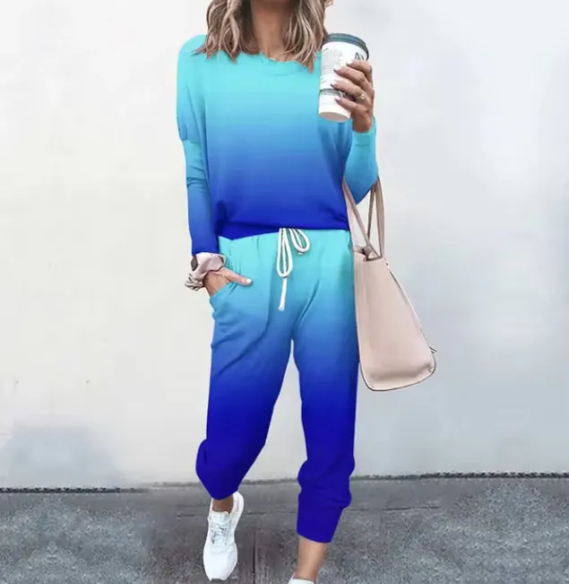 Women's Gradient Color Long Sleeve Casual Suit Style 2 - Shop at LoveMi