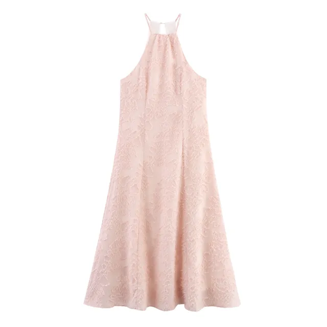 Texture Hanging Collar Sleeveless Dress - Shop at LoveMi