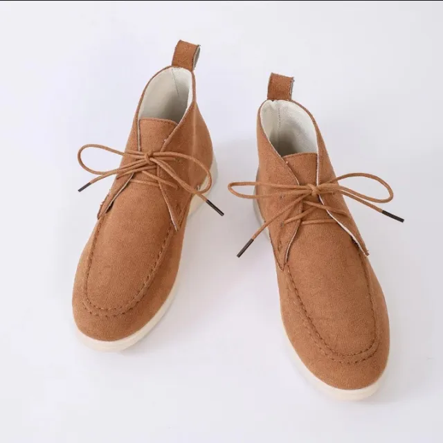 Flat Ankle Boots Lace up Single layer Ankle Boots Versatile Casual Brown - Shop at LoveMi