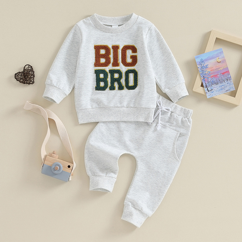 Sweatshirt And Casual Pants Two-piece Set With Embroidered Letters For Toddlers — foto 5