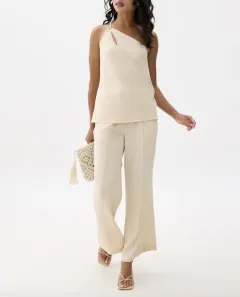 Solid Colour Elegant Outfit Sleeveless Irregular Vest Top Straight-leg Pants Women's Clothing - Apricot - View 1