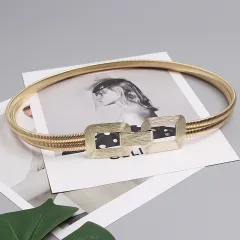 Belt Female Ornament Metal Stretch - Golden Elastic Waist - View 1