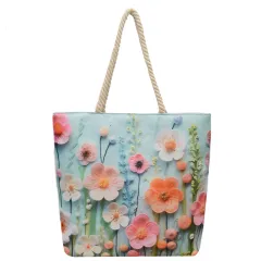 Canvas Fashion Linen Cotton String Shoulder Bag Simple Handbag - Style 8 - View 1