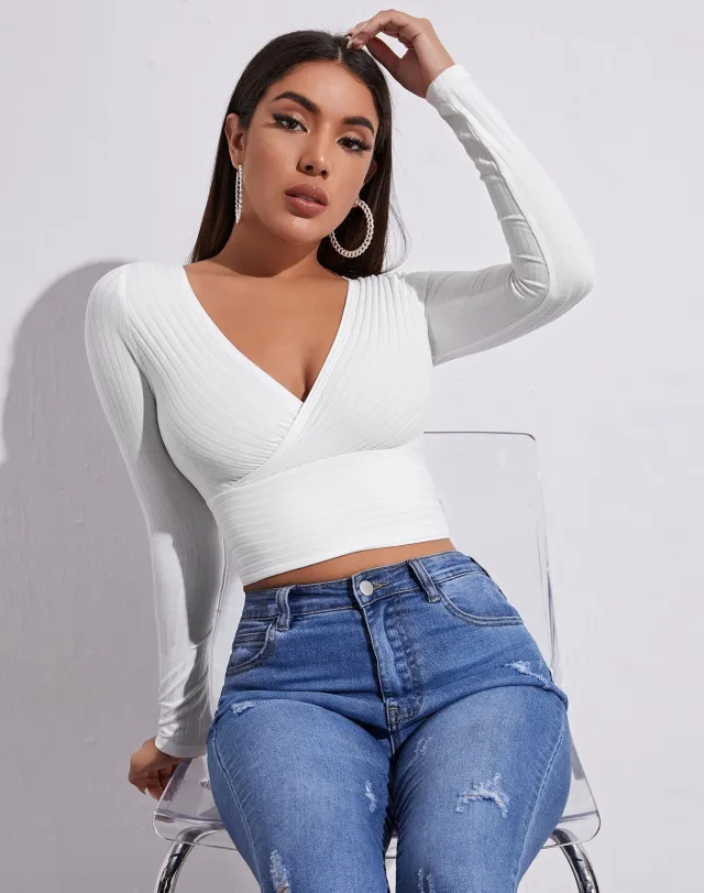 Women's Short Long sleeved T shirt White - Shop at LoveMi