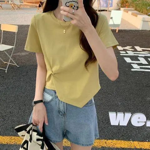 Casual Loose Design T shirt Yellow - Shop at LoveMi