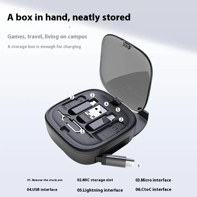 Multifunctional Telescopic Charging Data Cable Storage Box