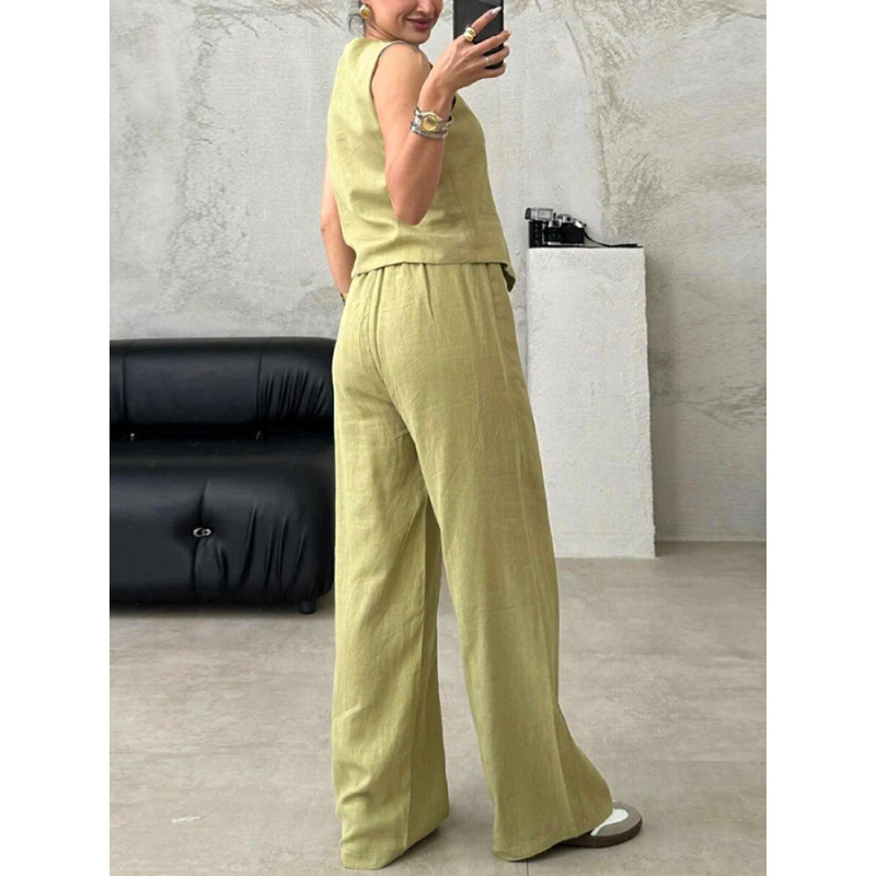 Button-front Vest Top And Lace-up Straight-leg Pants — foto 4
