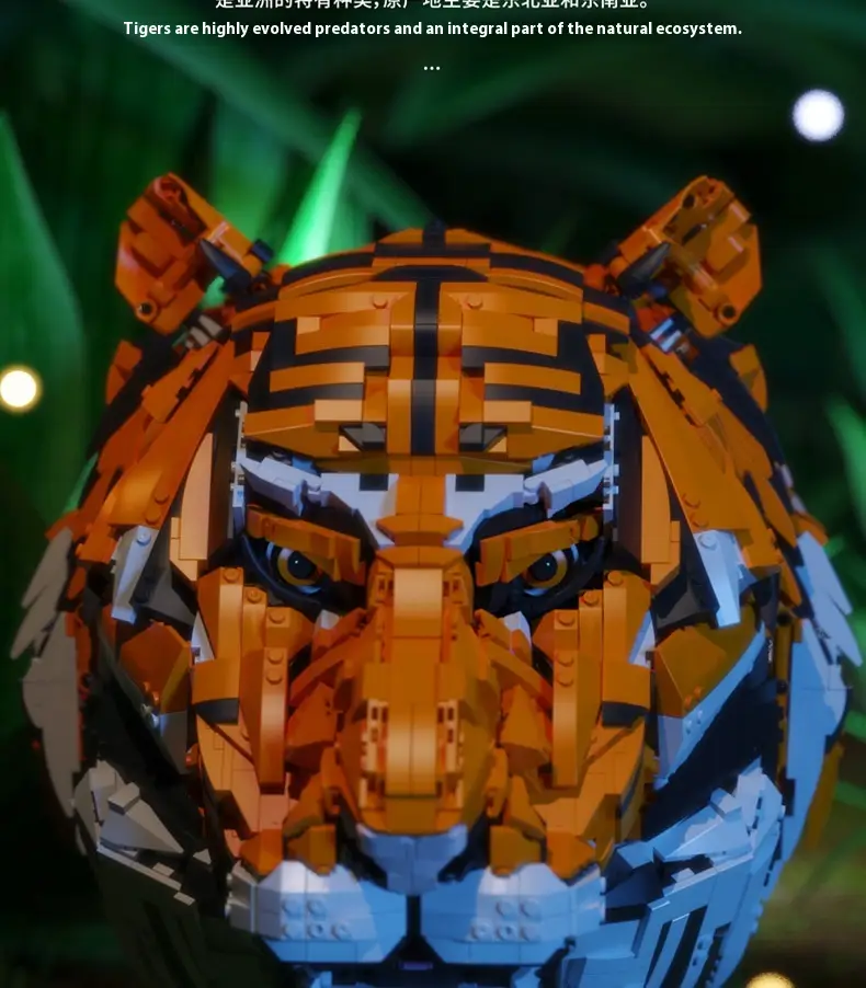 Tiger Head Building Blocks Decoration Assembled Animal Model Faucet Creative Toys