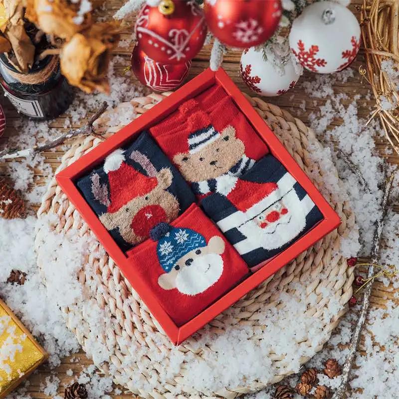 Women's Cute Fashion Mid-calf Christmas Stockings Gift Box - Old Man Gift Box-Free Size