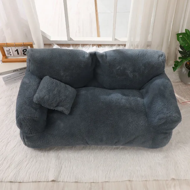 Warm Universal Rabbit Plush Pet Sofa Nest Dark Gray - Shop at LoveMi