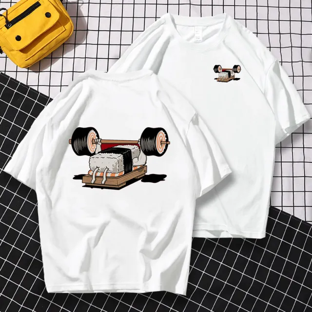 Sport Sushi Funny Anime Print New Short Sleeved White - Shop at LoveMi