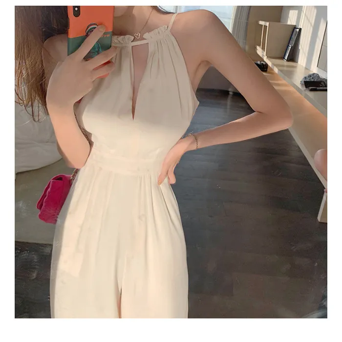 White Jumpsuit Women's Summer Thin Fashion Halter - White
