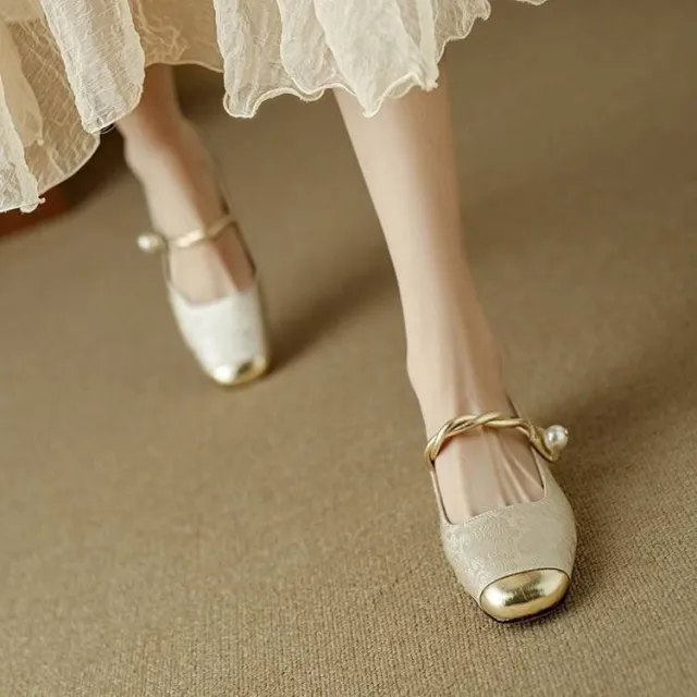 Spring And Summer New Retro Easy Matching French Low cut Shoes Beige - Shop at LoveMi