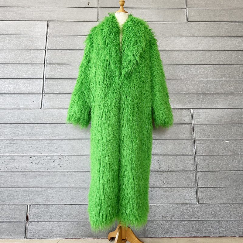 Women's Fashion Winter Leather Fur Coat Emerald Green - Shop at LoveMi