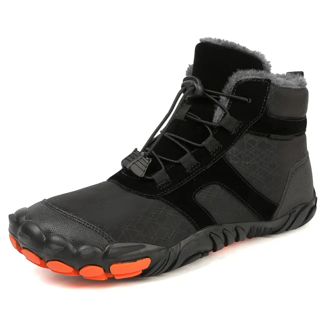 Fleece lined Water repellent Five finger Snow Boots Thermal Non slip Cotton padded Shoes Black - Shop at LoveMi