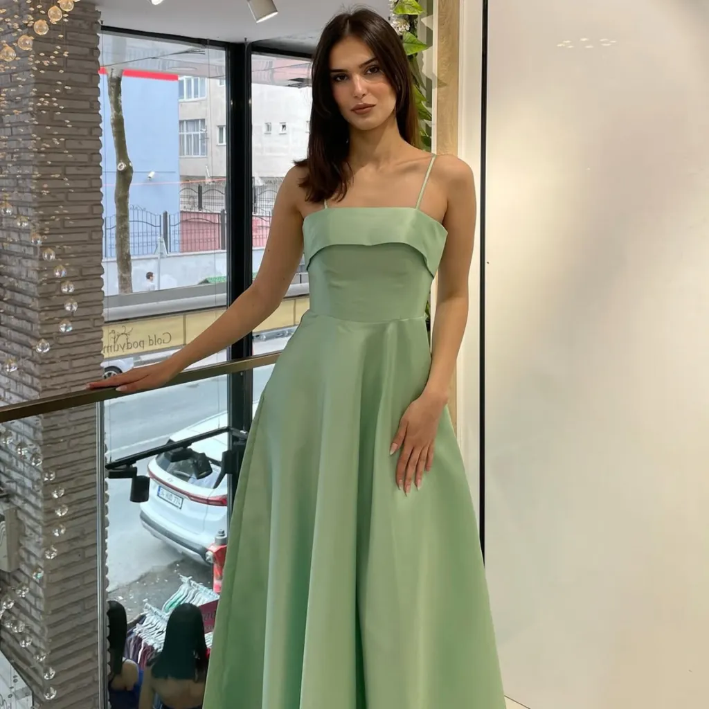 Solid Color Sexy Sleeveless Backless Tube Top Waist Long Dress - Green