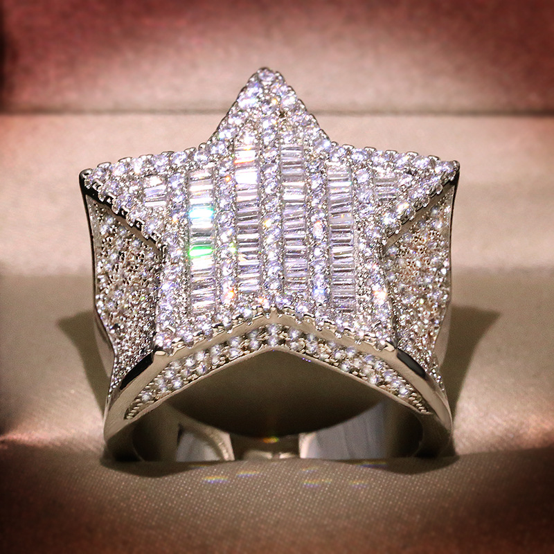Hip Hop Men's Micro Inlaid Zircon XINGX Ring
