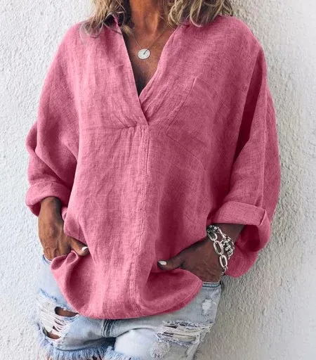 Women's Long Sleeve Pullover Shirt Pink - Shop at LoveMi