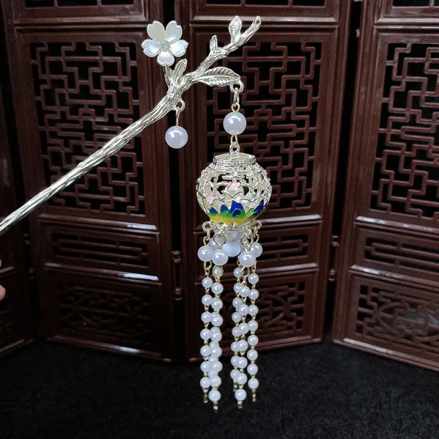 Ancient Landscape Lantern Luminous Hairpin High Sense White - Shop at LoveMi