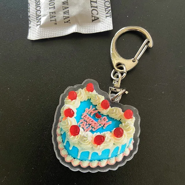 Happy Birthday Cake Acrylic Keychain Pendant Vintage Lovely Bag Accessories Blue Cake E - Shop at LoveMi
