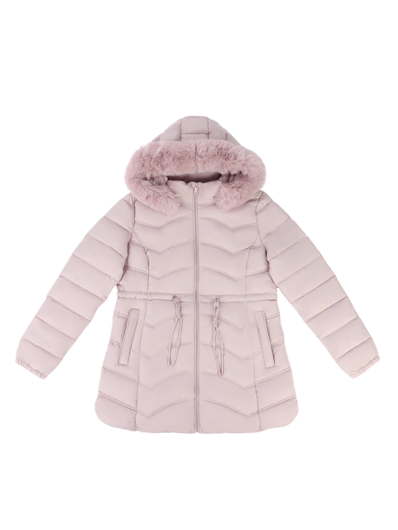 Women's Coat With Detachable Fur-trimmed Hood And A Cinched Waist For A Slimming Fit - Image 4