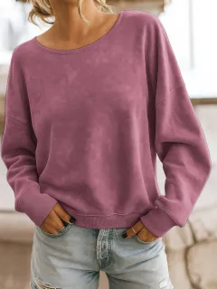 Casual Loose Fashion Long Sleeve Rendering Print Round Neck Knitted Sweater Hoodie - Rouge Color - View 1