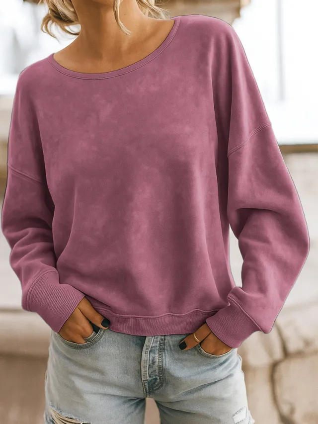 Casual Loose Fashion Long Sleeve Rendering Print Round Neck Knitted Sweater Hoodie Rouge Color S - Shop at LoveMi