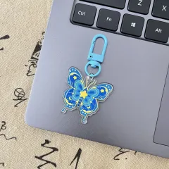 Keychain Pendant Mobile Phone Charm Girl Double-sided - Blue - View 1
