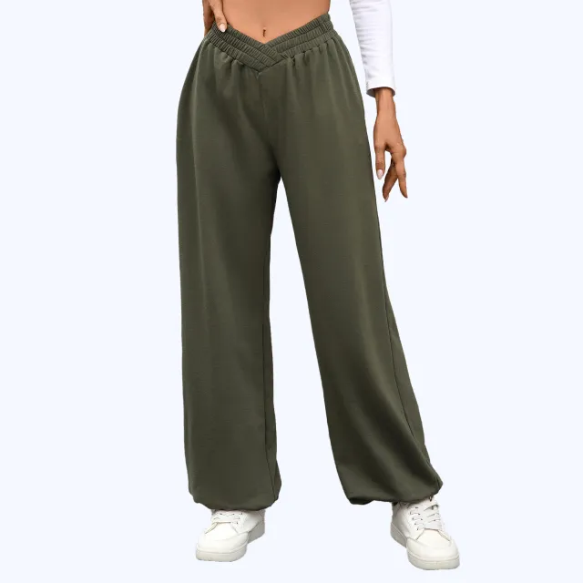 High Waist Pure Color Pocket Ankle tied Trousers Casual Pants For Women Army Green - Shop at LoveMi