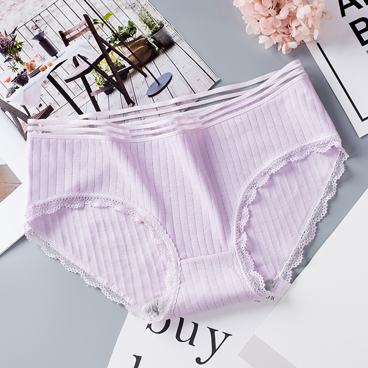 Women's Seamless Lace Hip Raise Mid Waist Briefs Light Purple - Shop at LoveMi