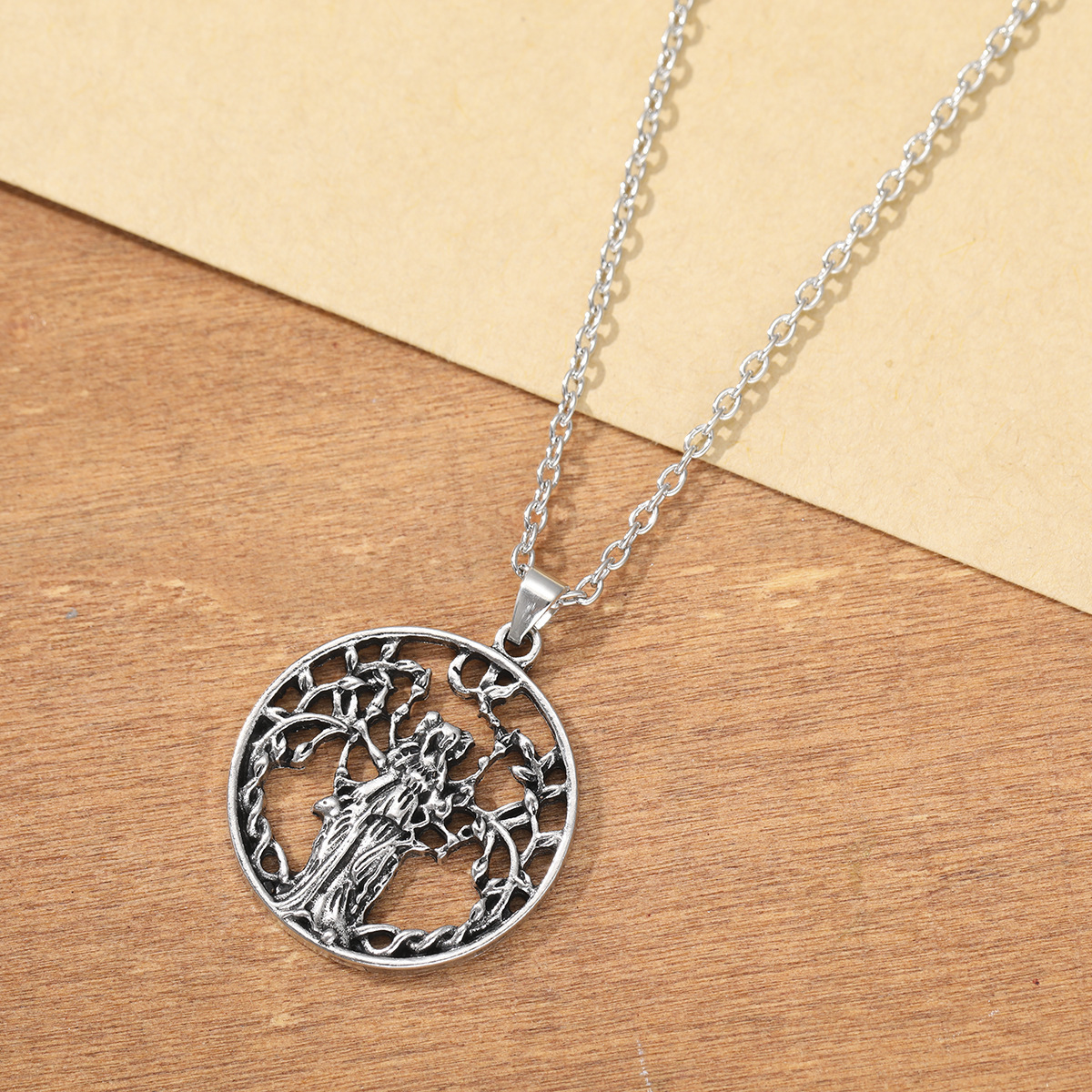 Retro Natural Goddess Tree Of Life Pendant Necklace