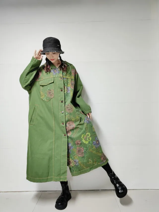 Women's Washed Do The Old Cowboy Coat Loose Casual Retro Army Green - Shop at LoveMi