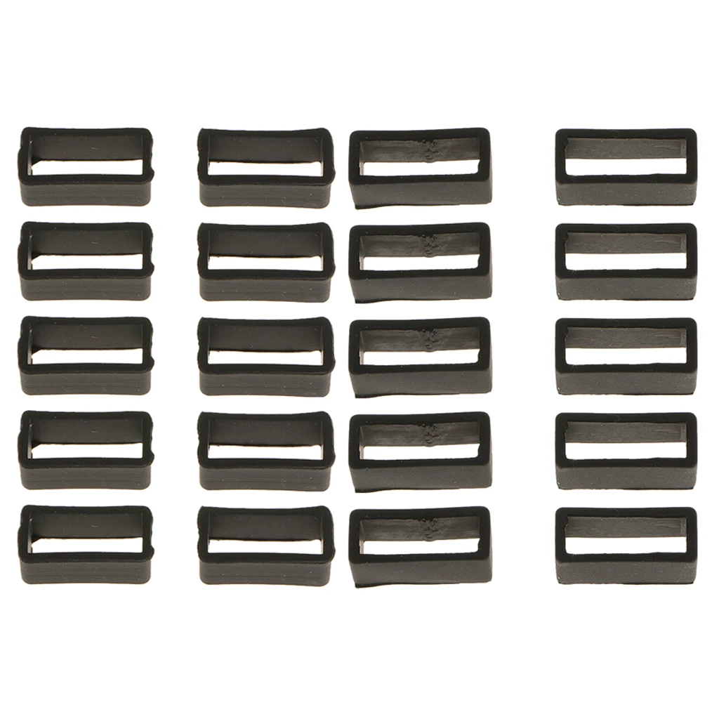 20 Pieces Rubber Replacement Keeper Loops  Strap End Holder Black