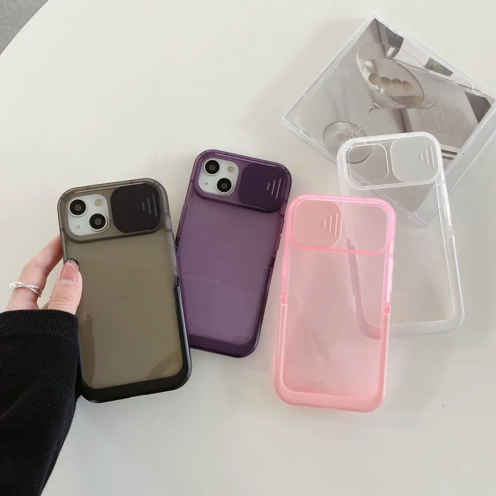 Minimalist Candy Color Sliding Window Invisible Bracket Phone Case